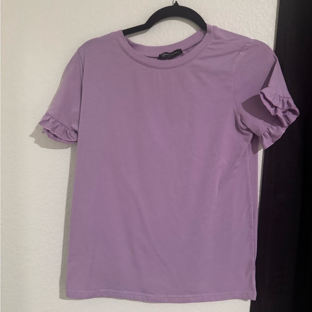 Purple Ruffle Sleeve Top